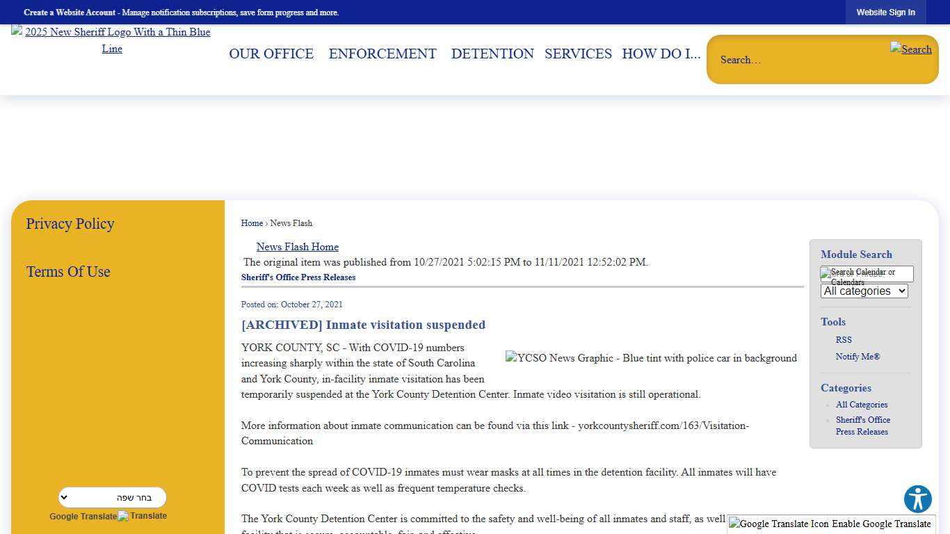 News Flash • York County Sheriffs, SC • CivicEngage