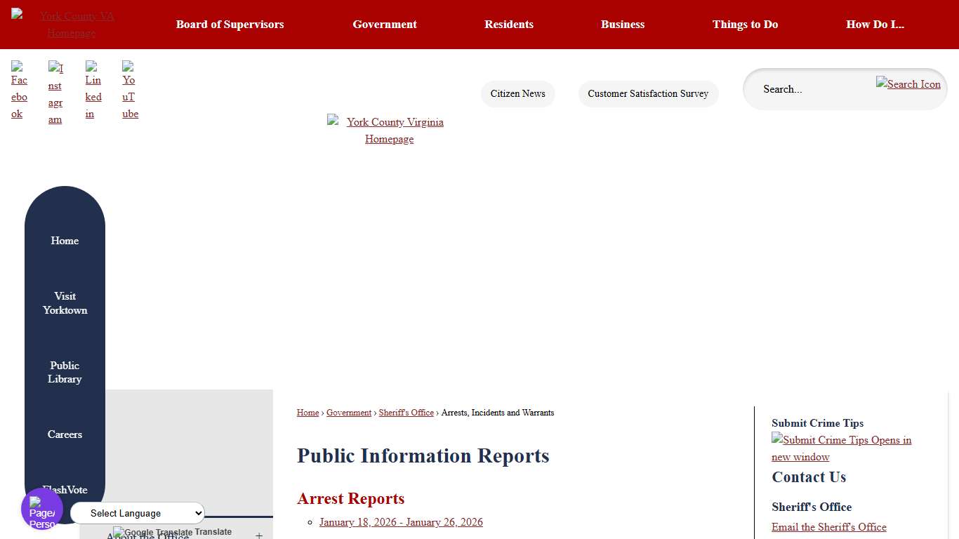Public Information Reports York County, VA