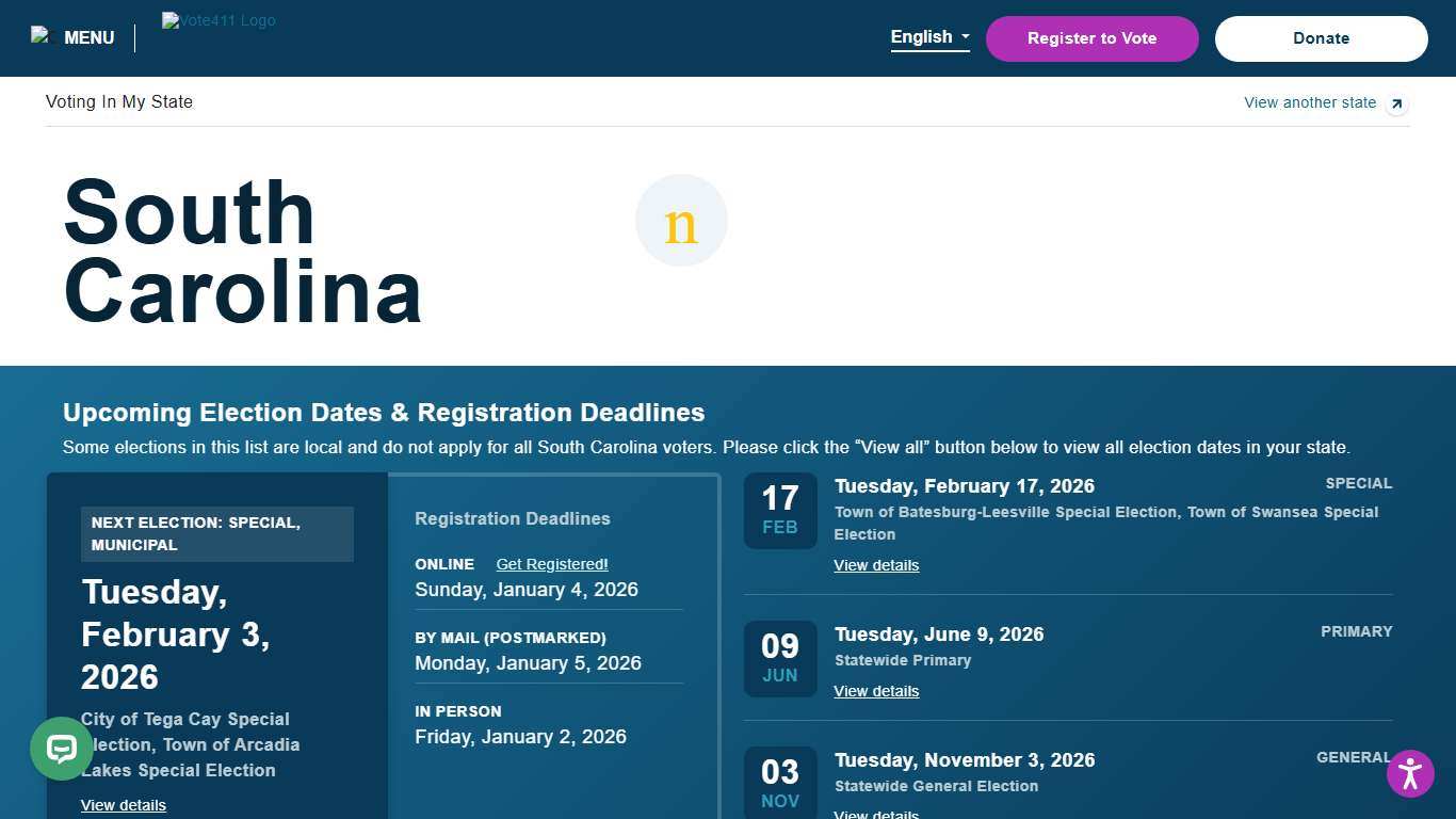 South Carolina Voting Information