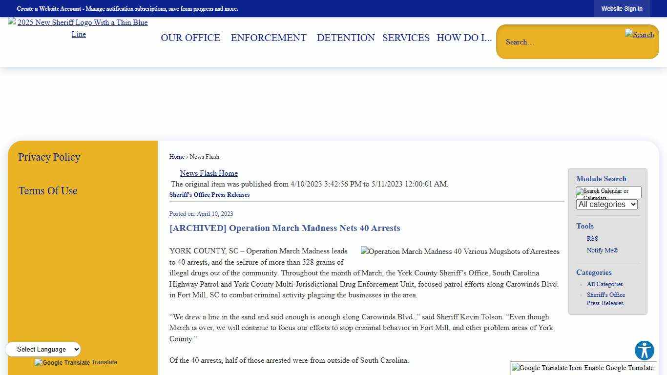 News Flash • York County Sheriffs, SC • CivicEngage