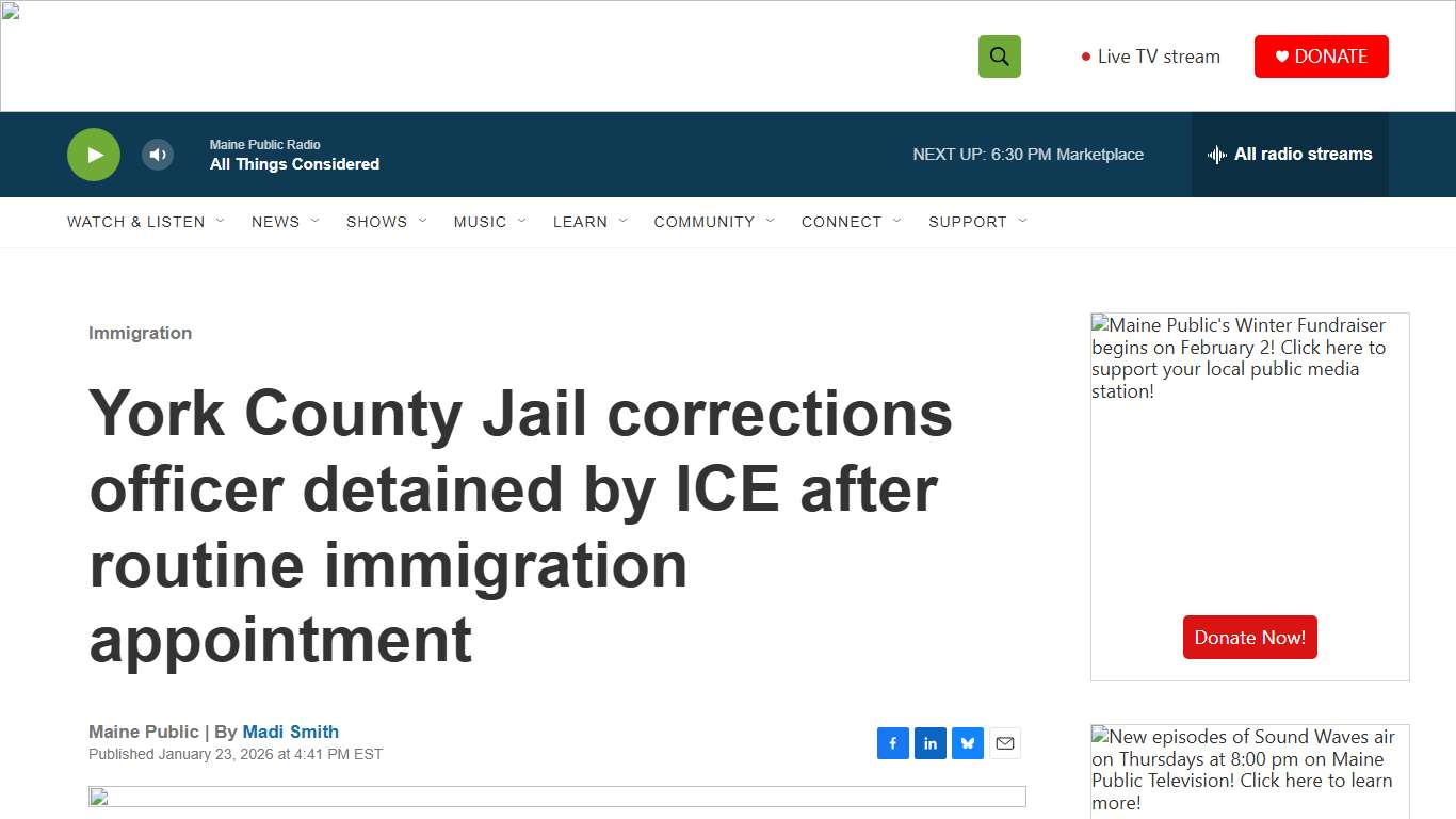 York County Jail corrections officer detained by ICE after routine immigration appointment Maine Public